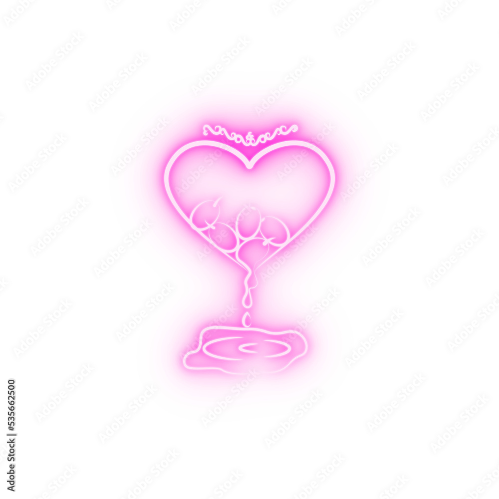 Olive oil heart decoration neon icon
