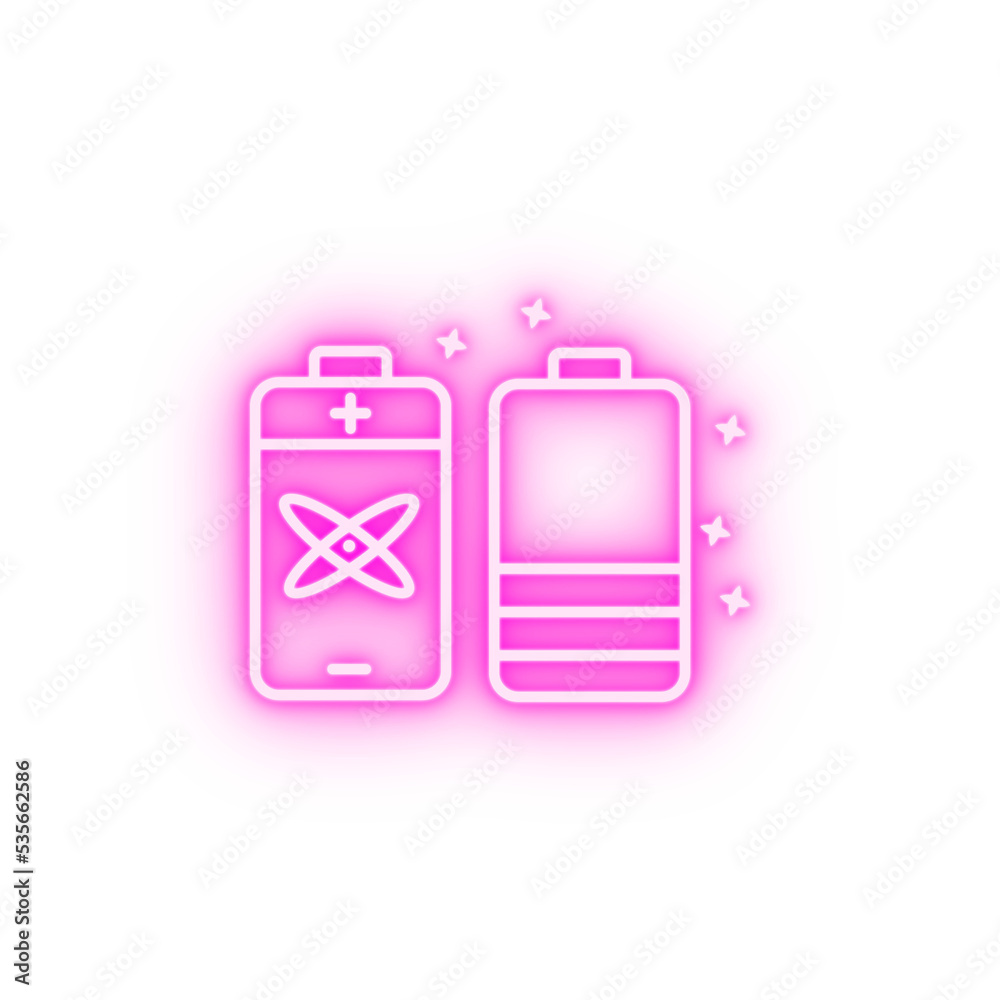 Fototapeta premium Battery nuclear energy neon icon