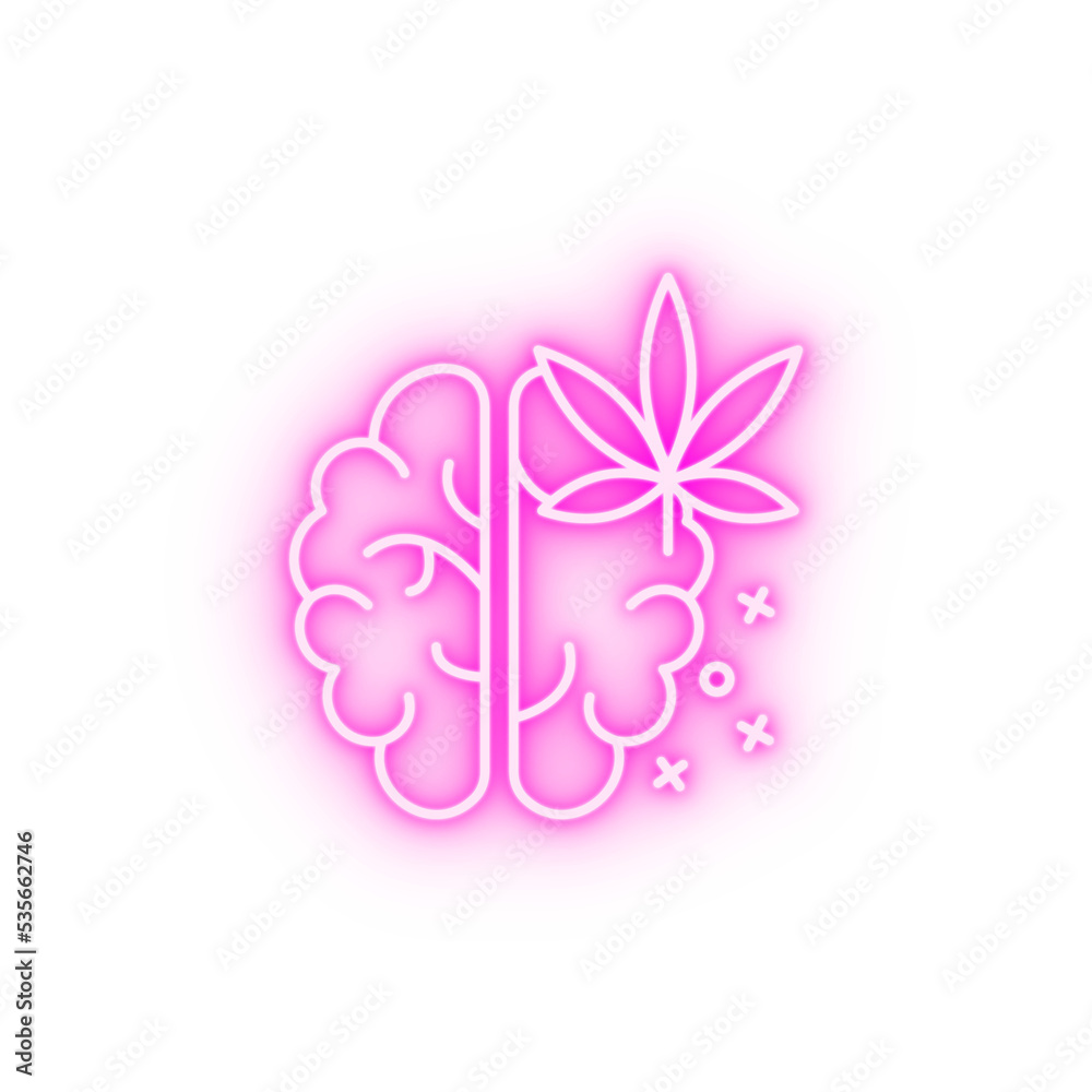 Brain marijuana neon icon