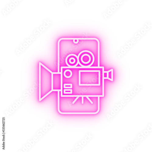 Free Download Smartphone video camera neon icon - GFXLoad