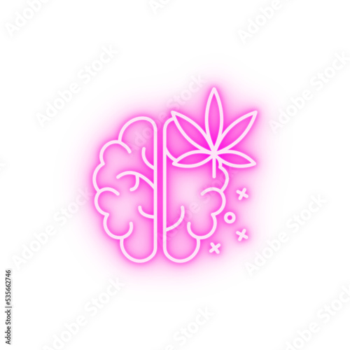 Brain marijuana neon icon