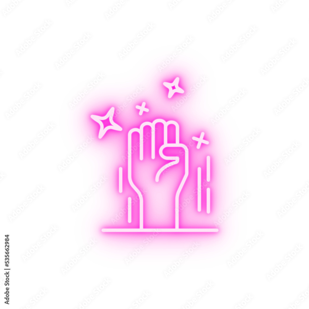 Hand magic stars shine neon icon