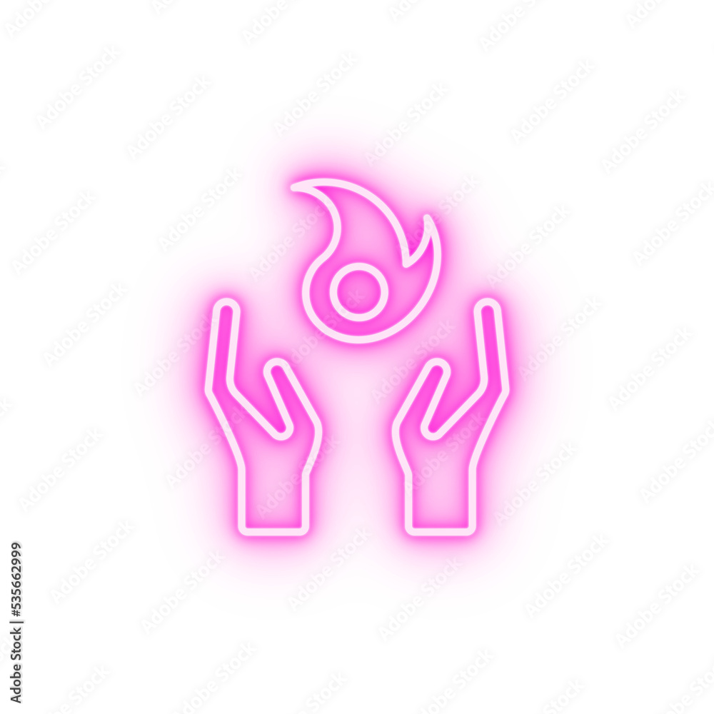 Obraz premium Pyre hand magic fire neon icon