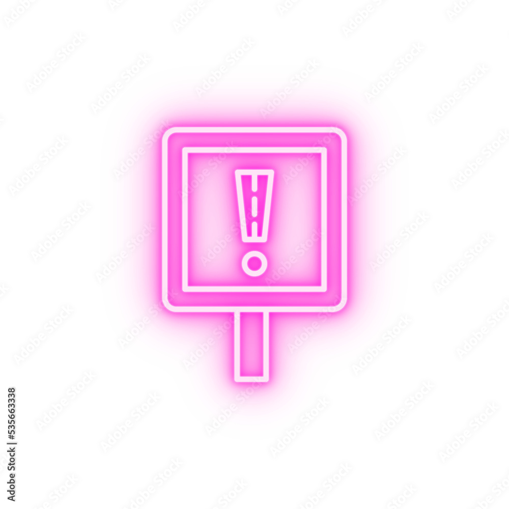 Caution sign safety neon icon Caution sign safety neon icon