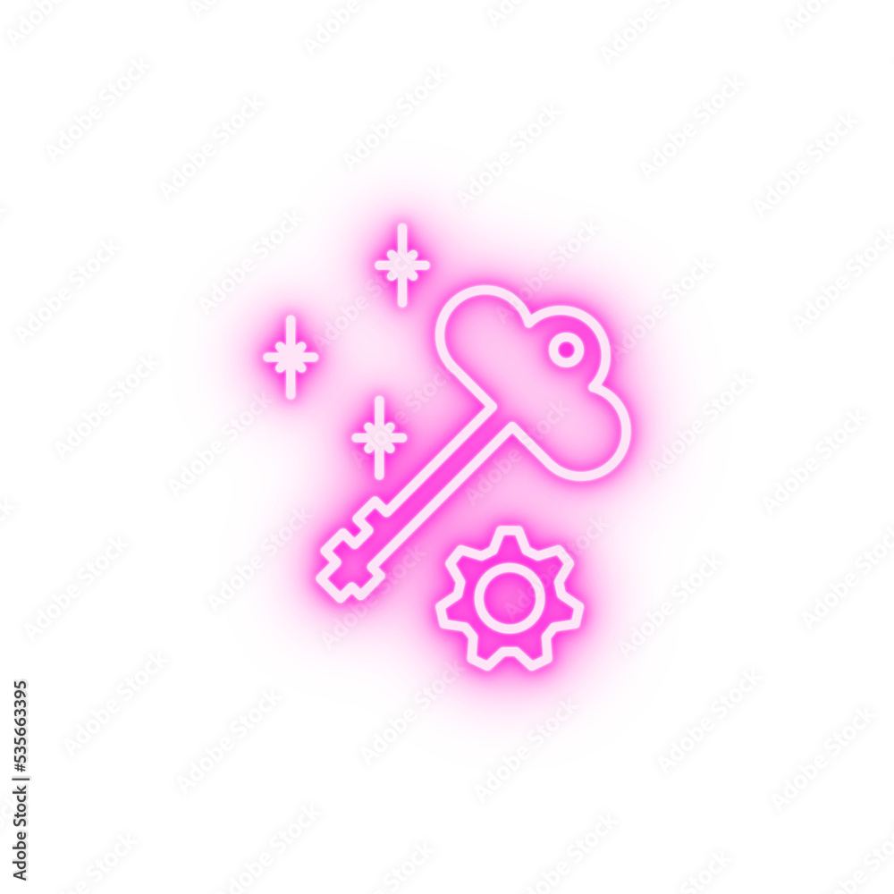 Job resume key 2 colored line neon icon Job resume key 2 colored line neon icon