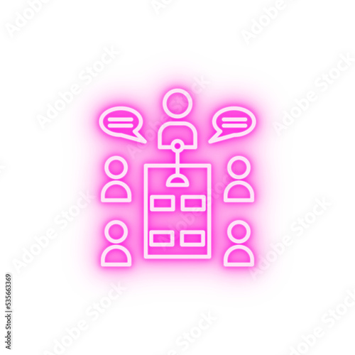 Job resume conference 2 colored line neon icon