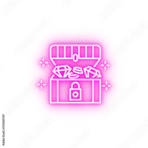 Treasure chest neon icon