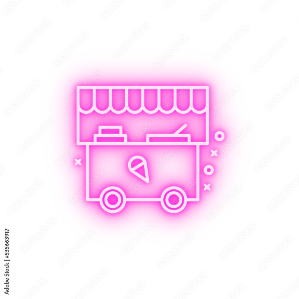 Ice cream dessert summer neon icon Ice cream dessert summer neon icon