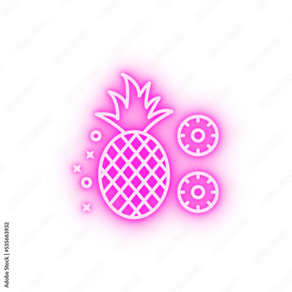 Pineapple organic fruits neon icon Pineapple organic fruits neon icon