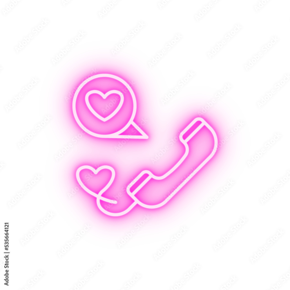 Phone hearth talk friends neon icon Phone hearth talk friends neon icon