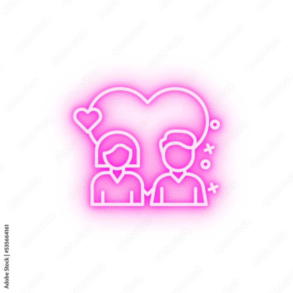 Relationship friends man girl neon icon Relationship friends man girl neon icon