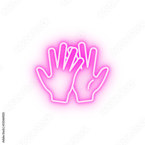 Friends hands handshake neon icon