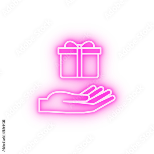 Friend gift hand neon icon