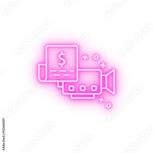 Free Download Document camera dollar neon icon - GFXLoad