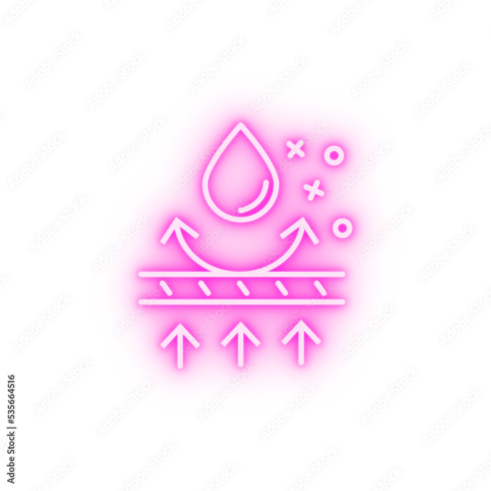 Water resistant textile drops neon icon Water resistant textile drops neon icon