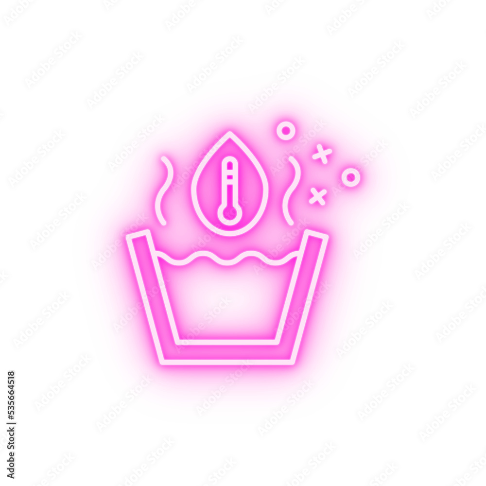 Hot water steam washing neon icon Hot water steam washing neon icon