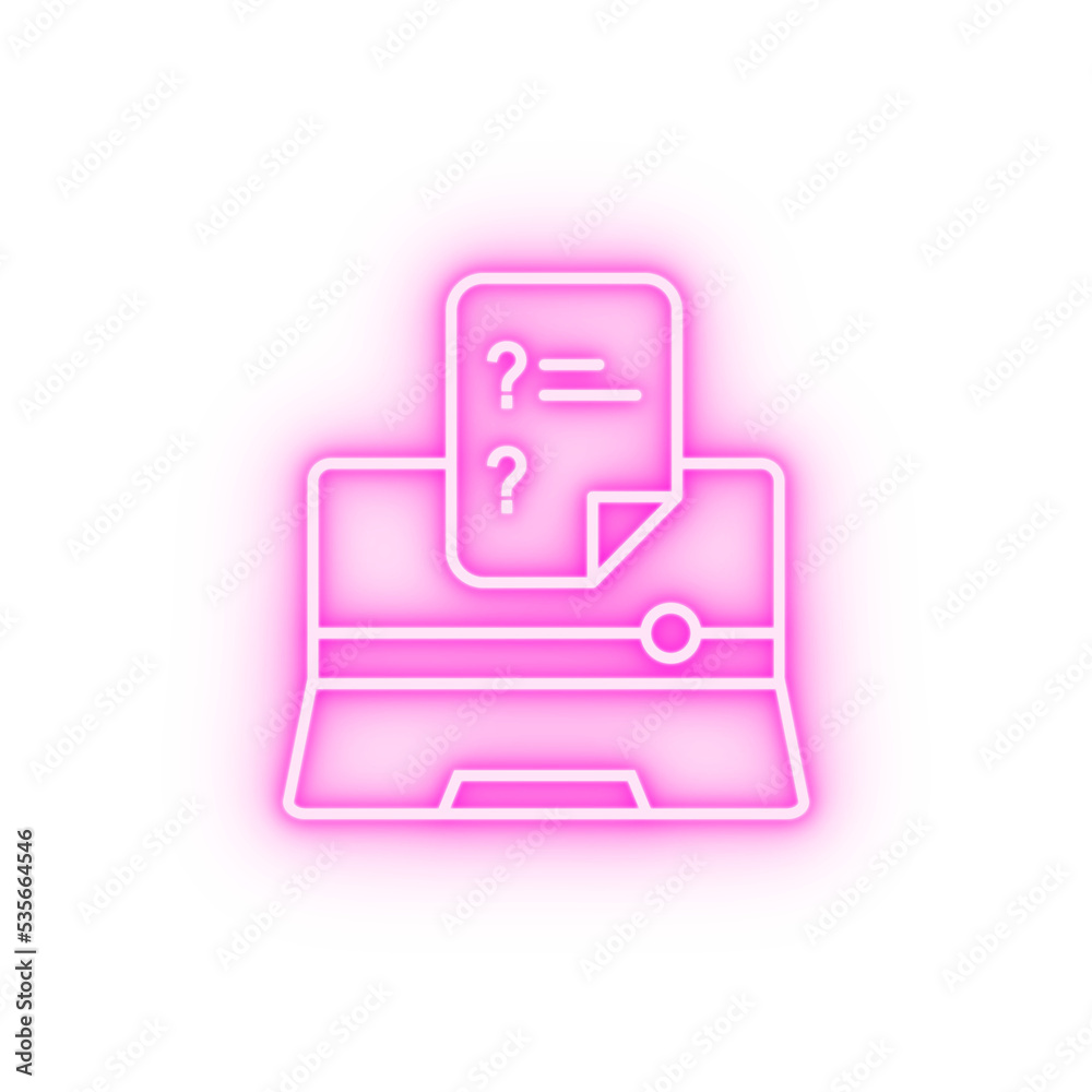 Education elarning laptop quiz neon icon Education elarning laptop quiz neon icon