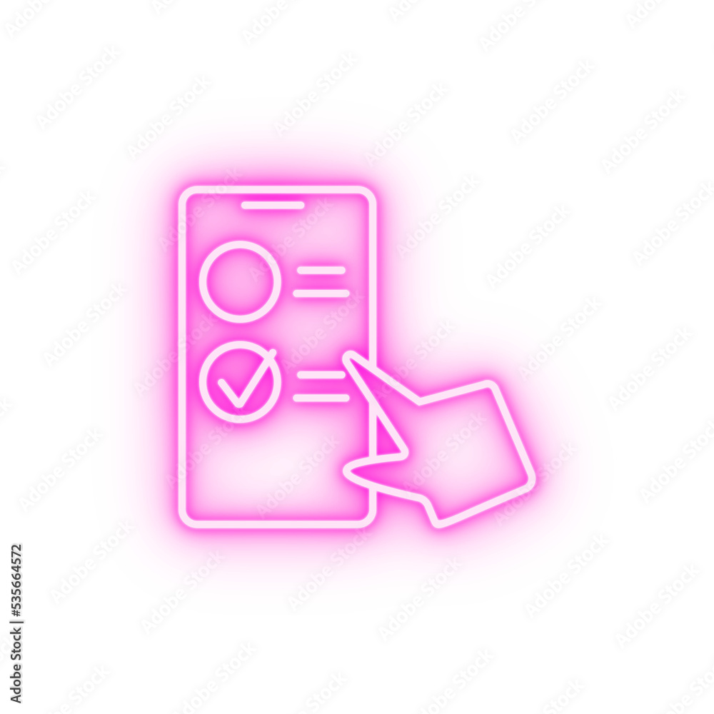 Education quiz smartphone neon icon