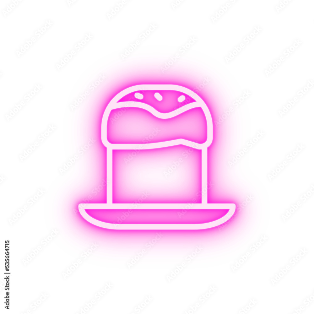 Easter cake plate neon icon