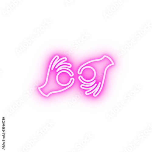 sign language neon icon