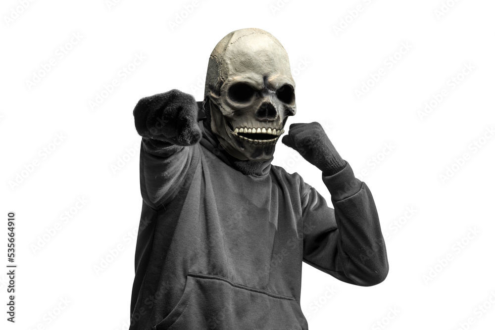 Man with a skull head costume for Halloween Man with a skull head costume for Halloween