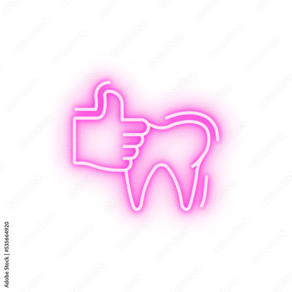 Healthy tooth hand like neon icon Healthy tooth hand like neon icon