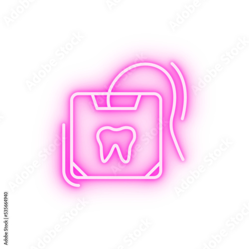 Floss tooth neon icon