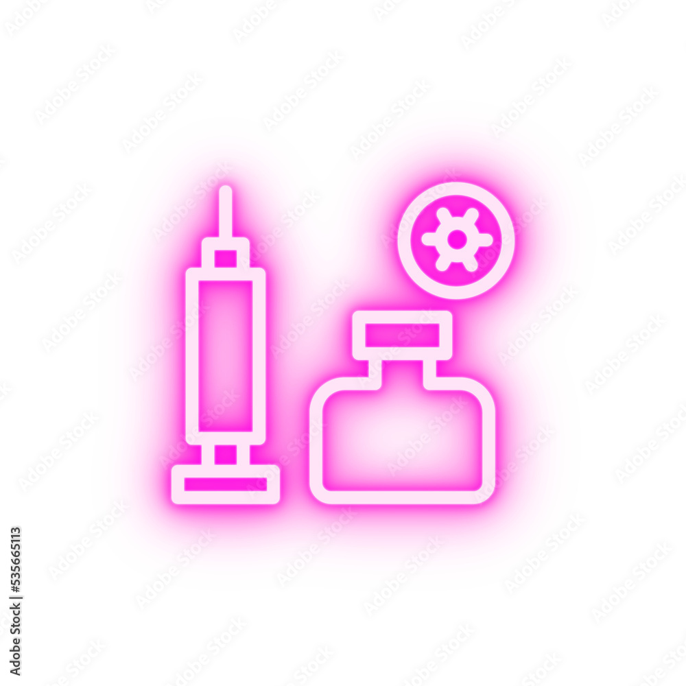 Medicine injection coronavirus neon icon Medicine injection coronavirus neon icon