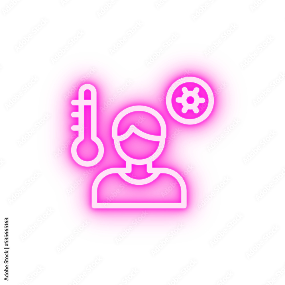 High temperature coronavirus neon icon High temperature coronavirus neon icon