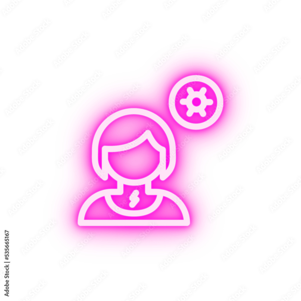 Cough girl coronavirus neon icon Cough girl coronavirus neon icon