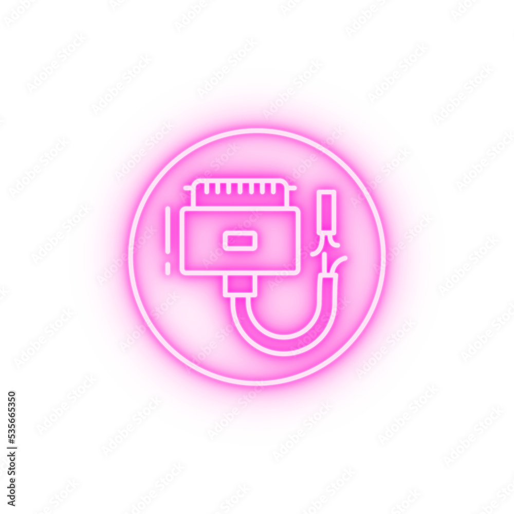 Broken cable connector neon icon Broken cable connector neon icon