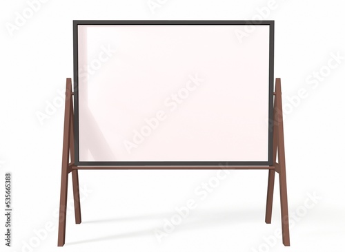 An empty whiteboard on a white background 3d-rendering