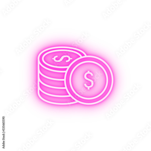 Coins dollar neon icon