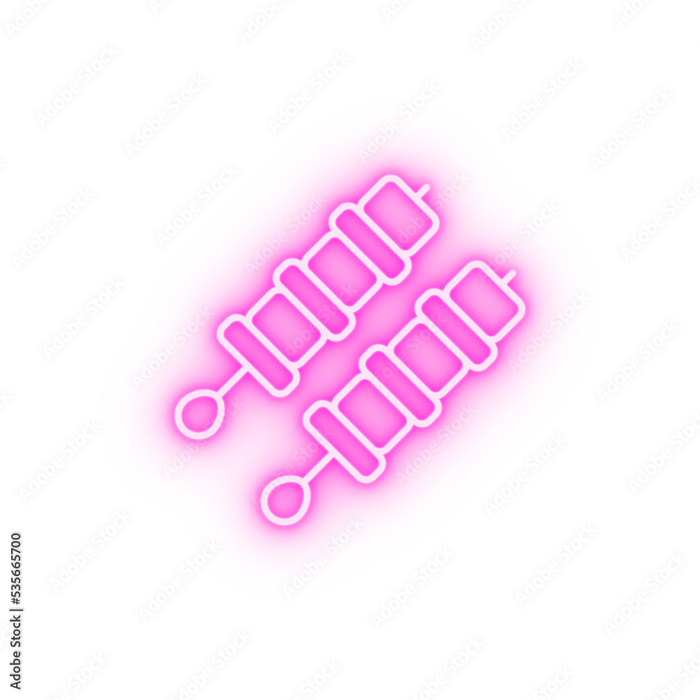 Skewer meat neon icon Skewer meat neon icon