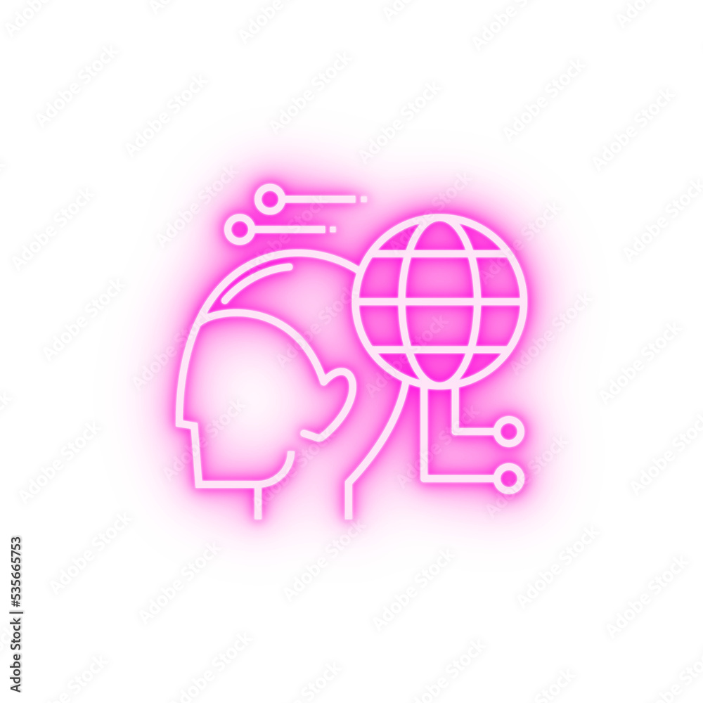 Communication head skill neon icon Communication head skill neon icon