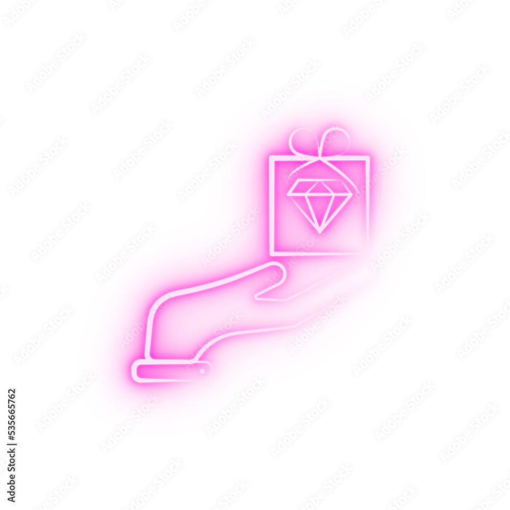 Expensive gift 2 colored line neon icon