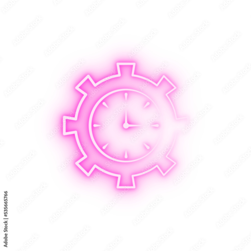 Time management settings 2 colored line neon icon Time management settings 2 colored line neon icon