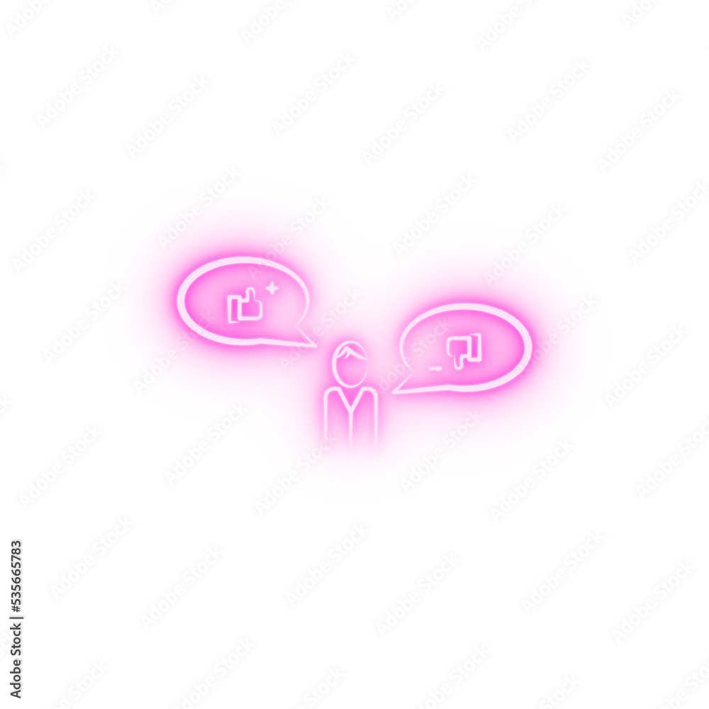 Customer feedback 2 colored line neon icon