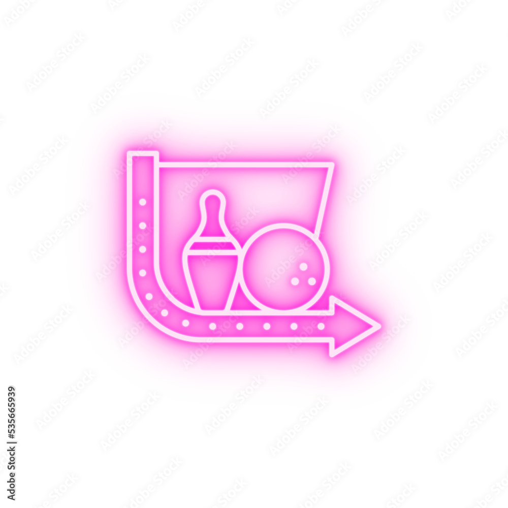 Bowling pins ball neon icon Bowling pins ball neon icon