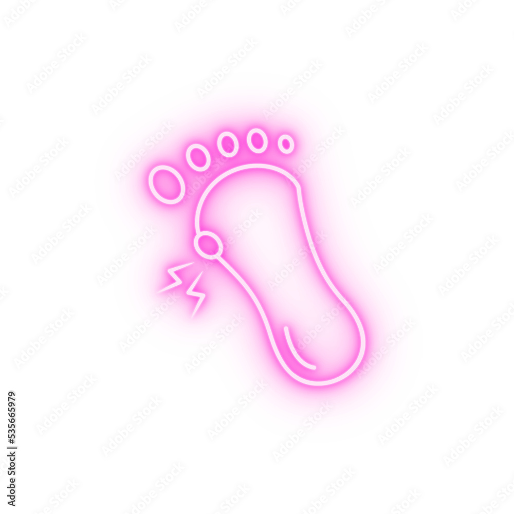 Foot ache injury neon icon