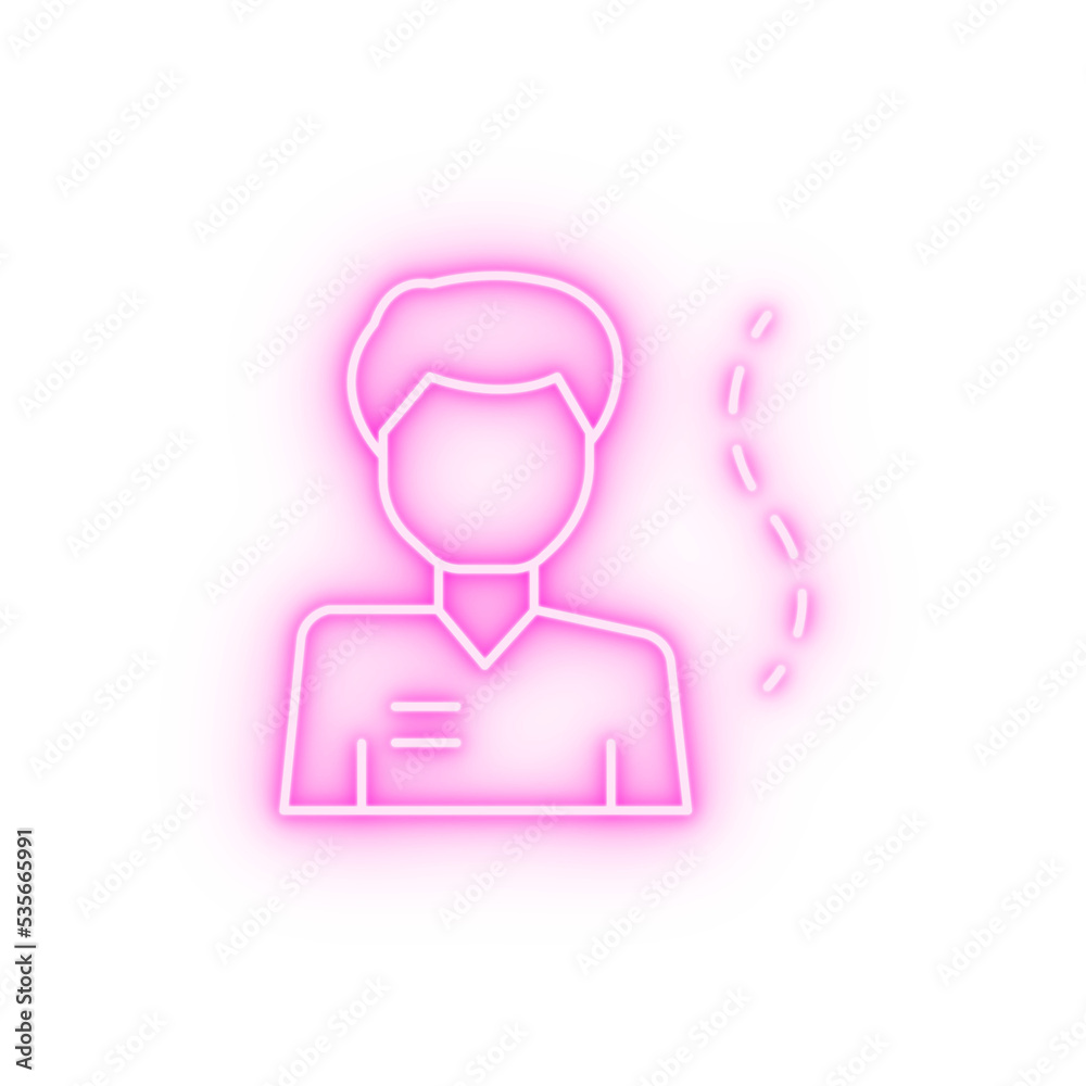 Man rib spine bone fracture neon icon Man rib spine bone fracture neon icon