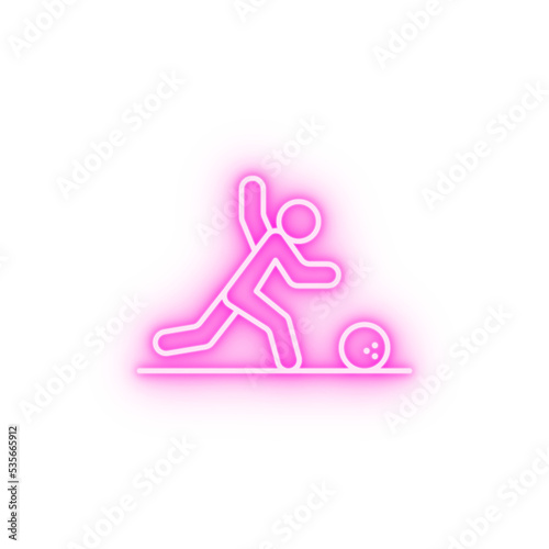 Bowling throw ball neon icon