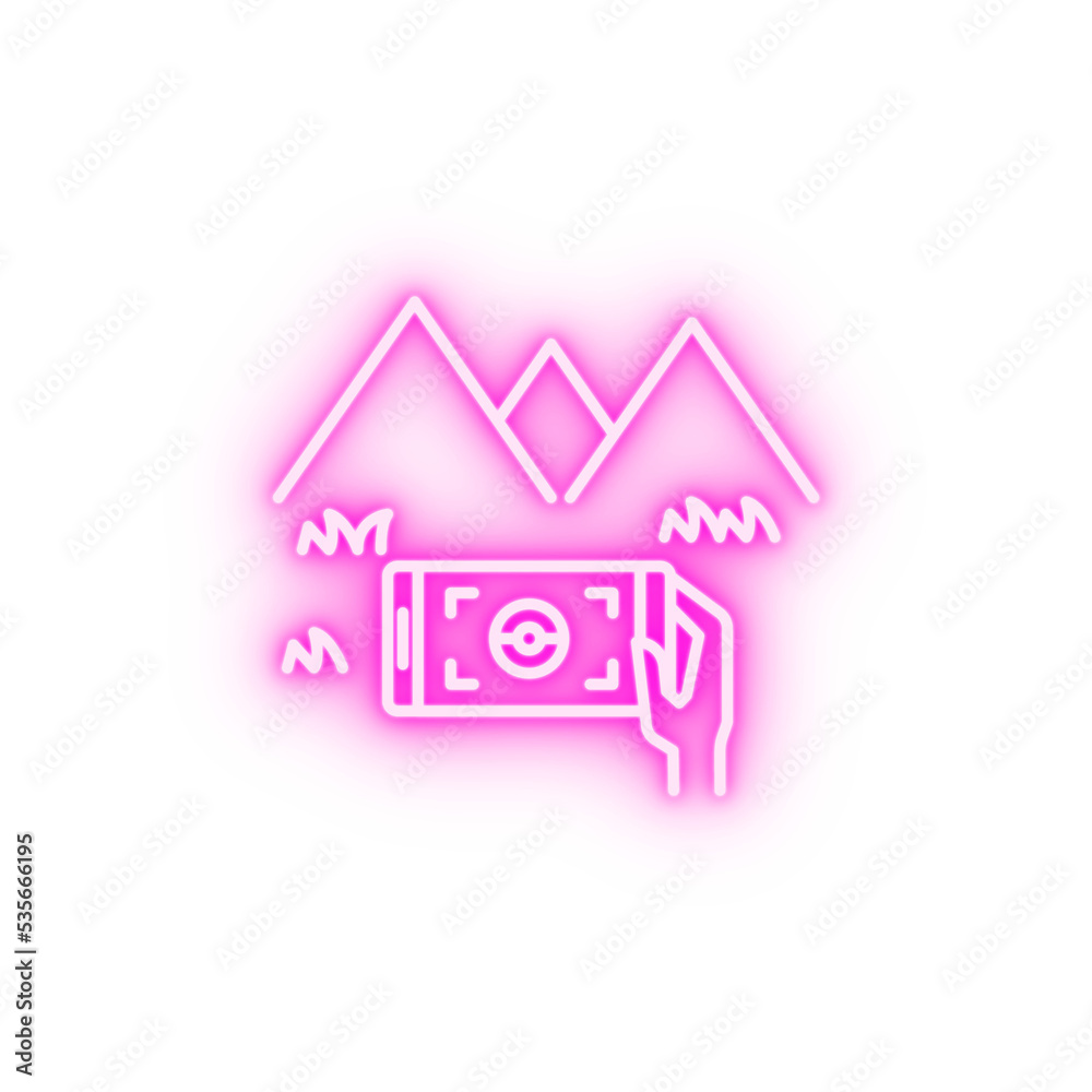 augmented reality technology game smartphone neon icon augmented reality technology game smartphone neon icon