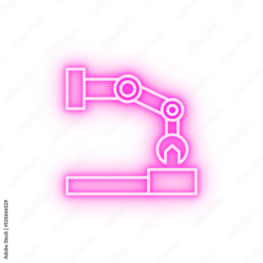 Robotic arm neon icon Robotic arm neon icon