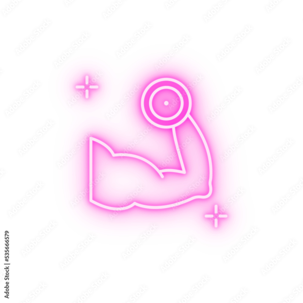 Fitness muscle addictions neon icon