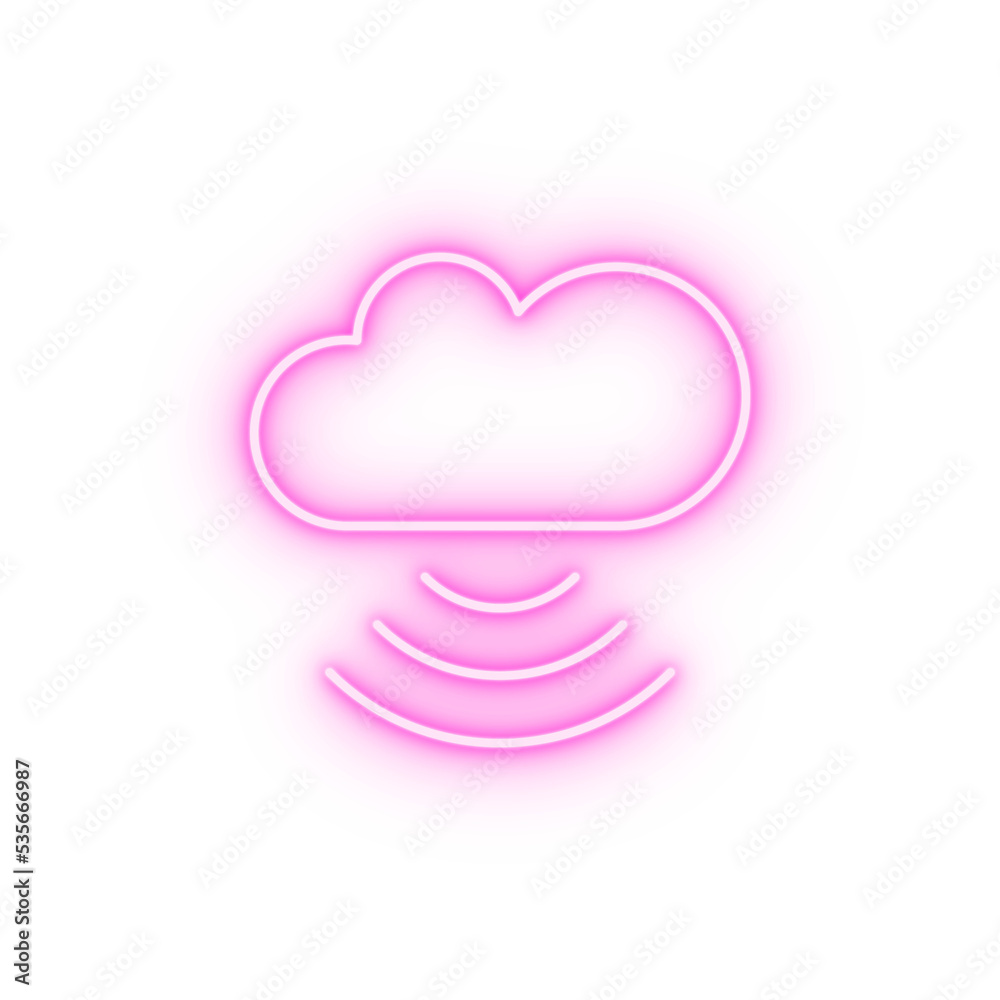 Cloud computing users SEO neon icon