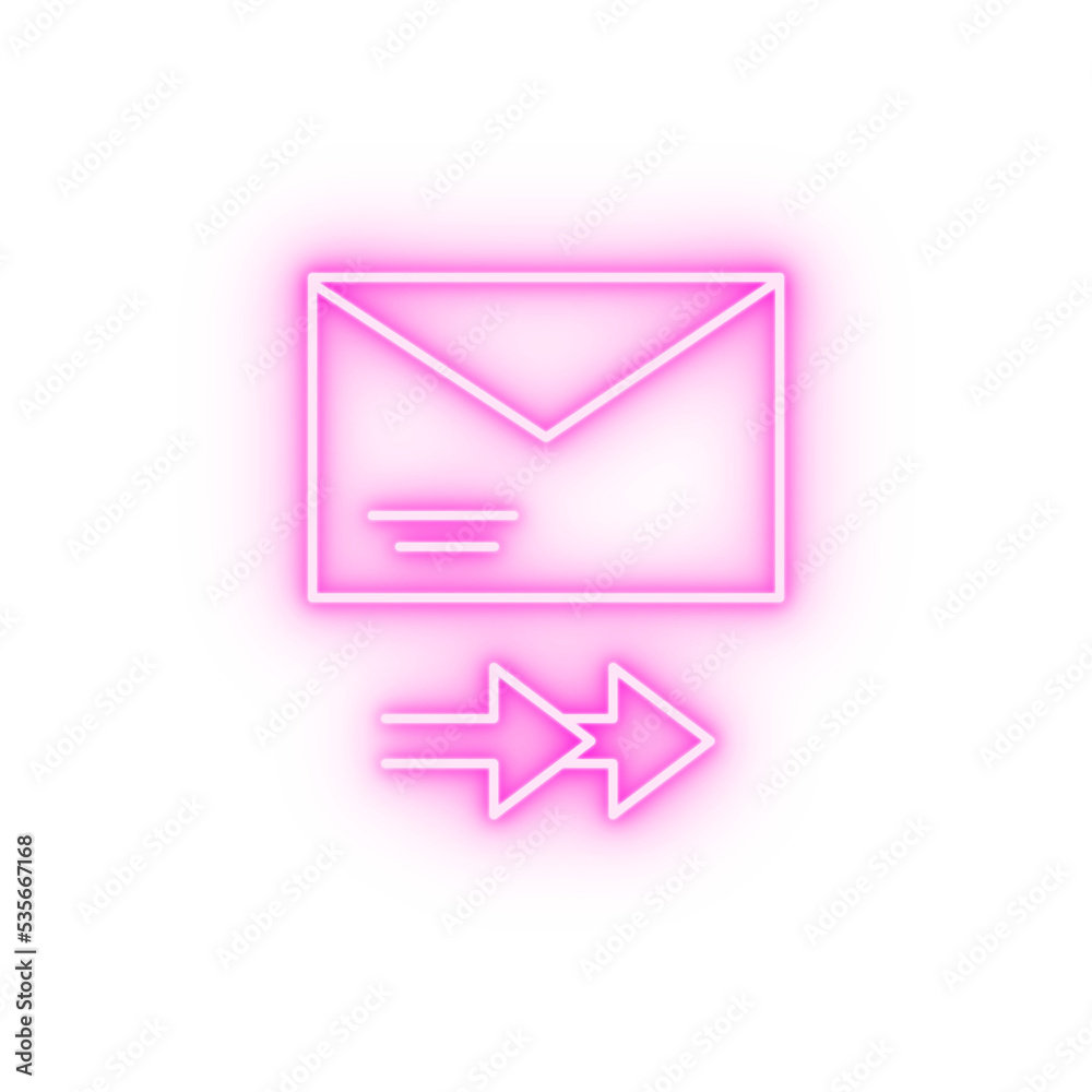 Message arrow email neon icon Message arrow email neon icon