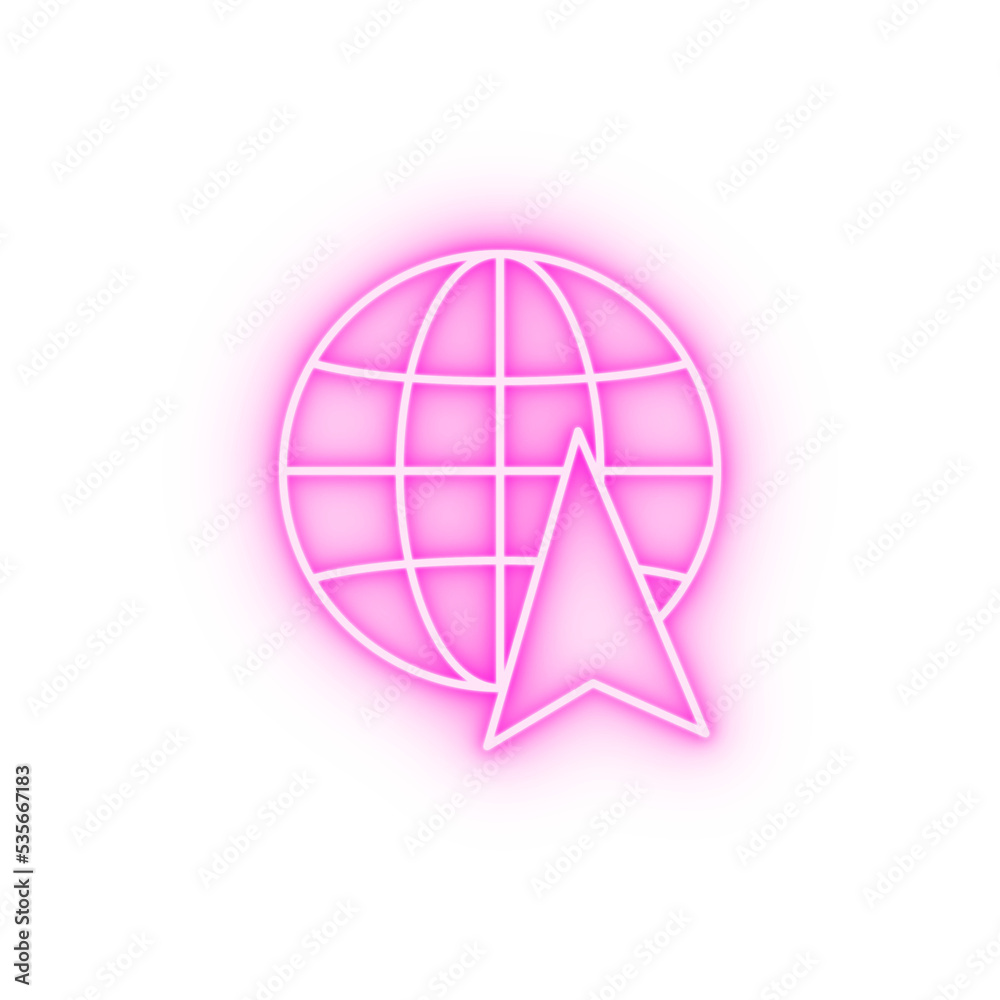 Global arrow cursor neon icon Global arrow cursor neon icon