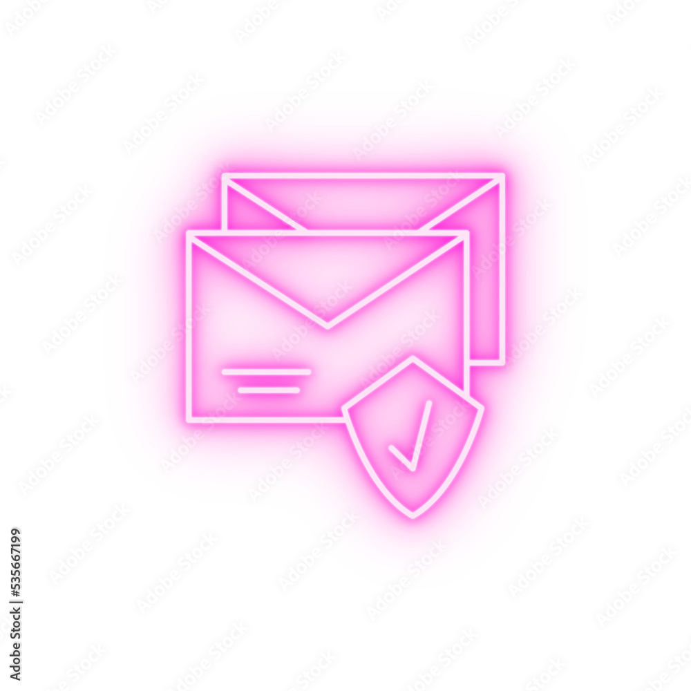 Shield message email neon icon Shield message email neon icon