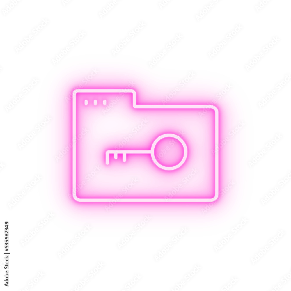 Folder key neon icon Folder key neon icon